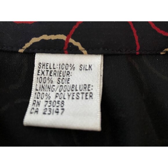 Talbots Black Circle Print Silk Skirt Ruffle Hem Fully Lined Size 14 - Picture 4 of 9